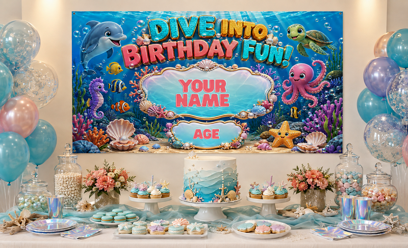 KIDS BANNER - DIVE INTO BIRTHDAY FUN
