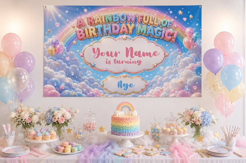 KIDS BANNER -  A RAINBOW FULL OF BIRTHDAY MAGIC