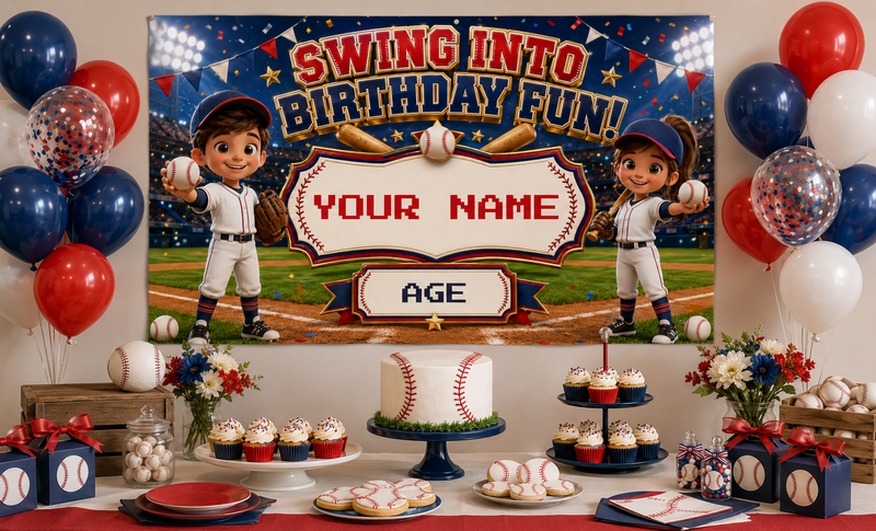 KIDS BANNER - SWING INTO BIRTHDAY FUN