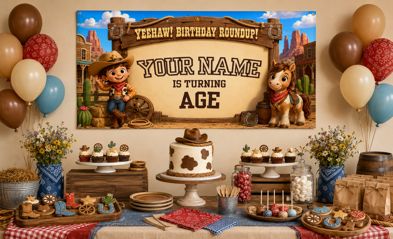 KIDS BANNER - YEEHAW BIRTHDAY ROUND UP