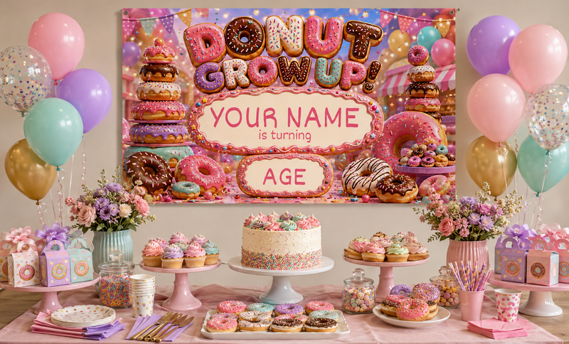 KIDS BANNER -DONUT GROWN UP