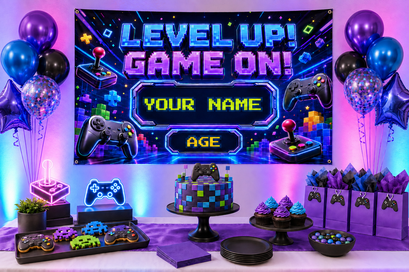 KIDS BANNER - LEVEL UP GAME ON