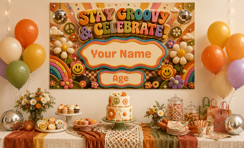 KIDS BANNER - STAY GROOVY  CELEBRATE