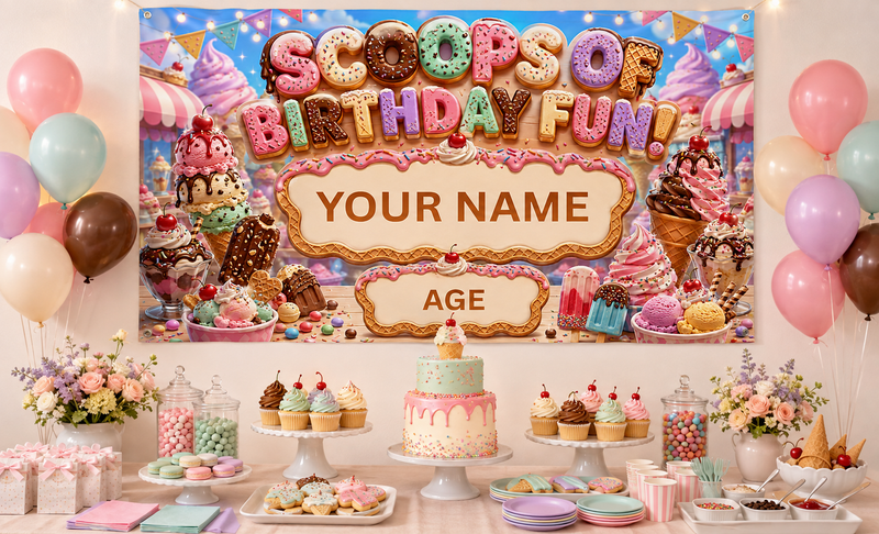KIDS BANNER - SCOOPS OF BIRTHDAY FUN