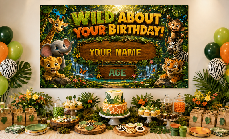 KIDS BANNER - WILD ABOUT YOUR BIRTHDAY